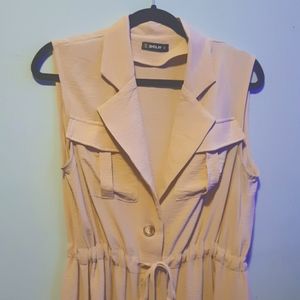 Sexy sleek button front khaki dress